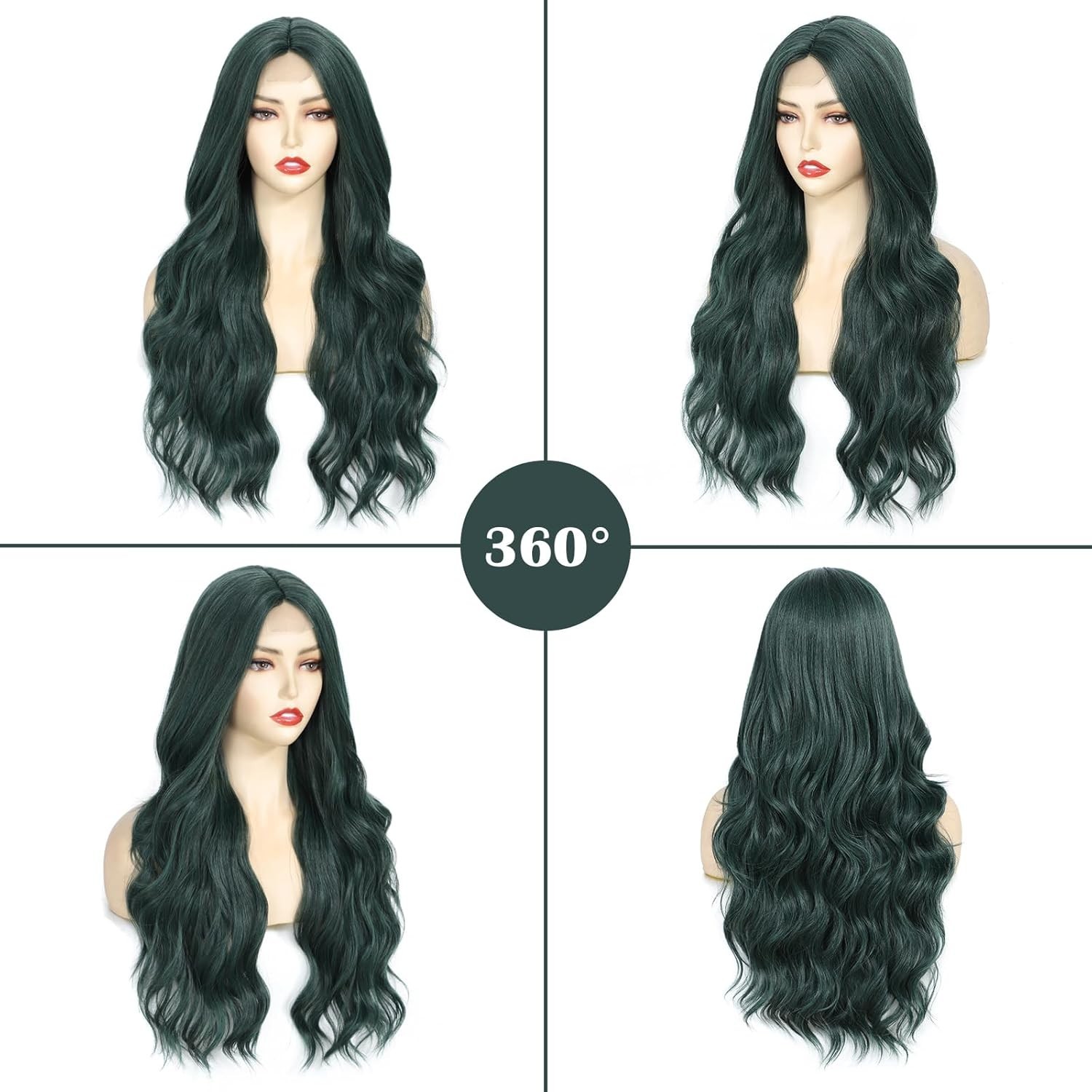 26″ Dark Green Wavy Curly Wig For Women Parties Daily Wear 34E340370