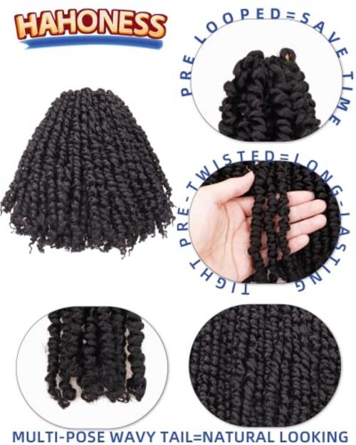 10 Inches 8 Packs Pre Looped Pretwisted Passion Twist 10 Inch (Pack of 8) 1B