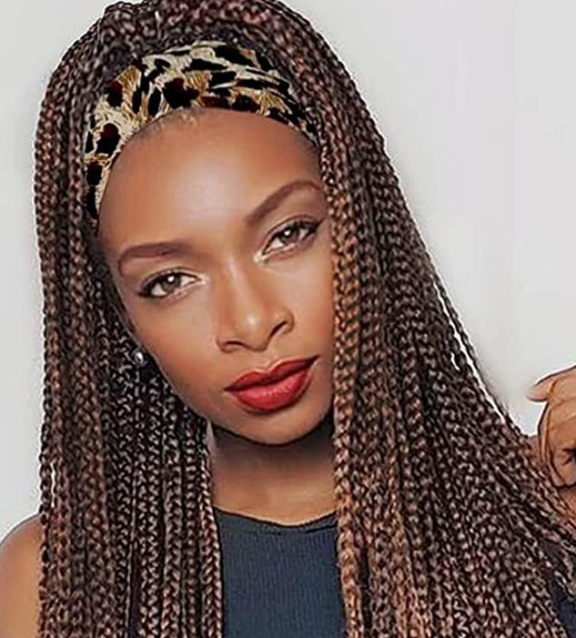 Long Synthetic Headband Wigs Braid Wig Ombre Brown Women Costume Party US stock