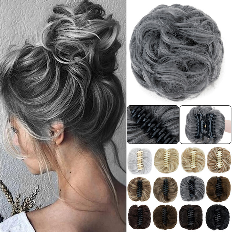 Curly Messy False Hair Bun Piece Scrunchie Updo Bobble Claw Clip Hair Extension