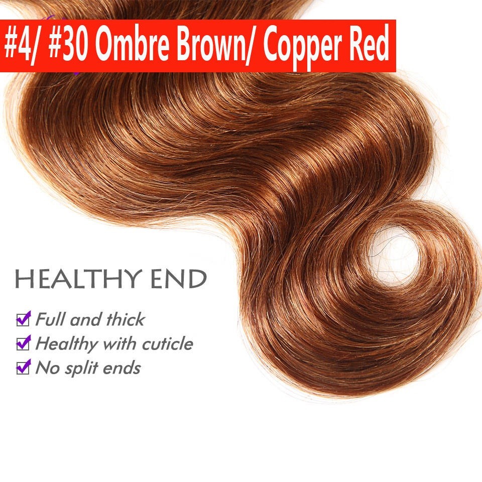 Ombre 4/30 Body Wave Swiss Closure Remy Human Hair 4×4 Free Part