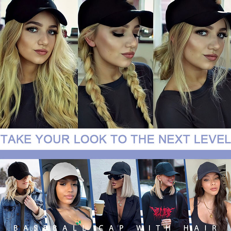 Cap with Hair Attached For Women Wig Hat with Hair Short Bob Style Synthetic US