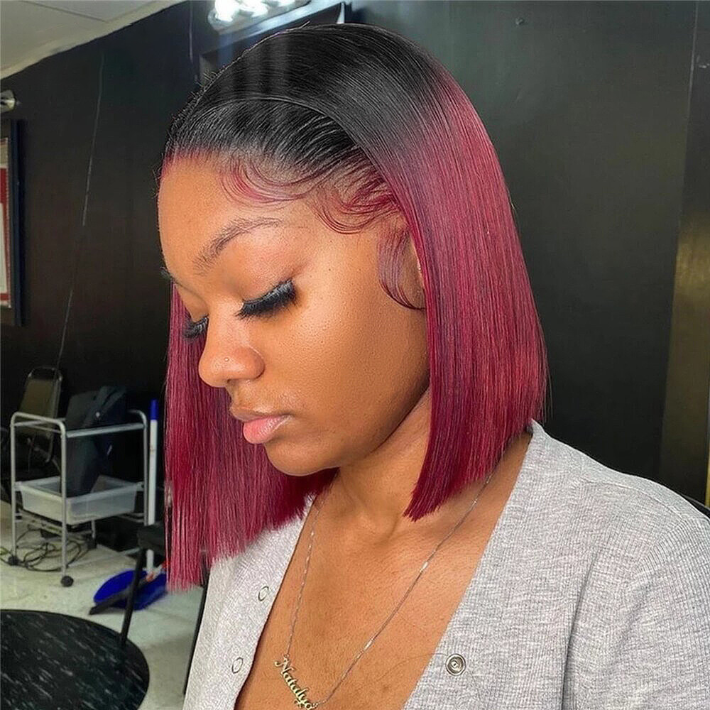 Fashion European and American dyed bobo wig female short straight hair