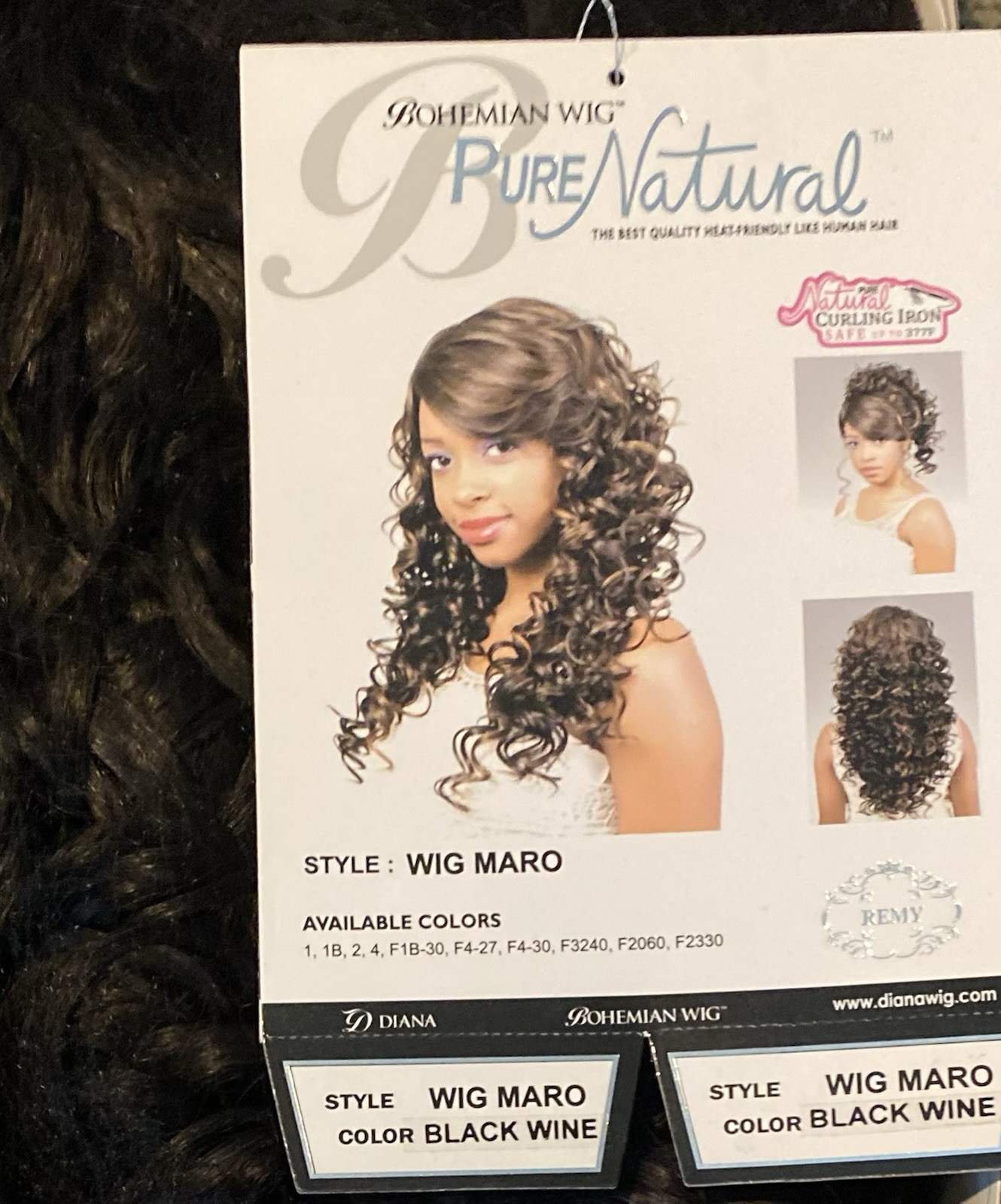 DIANA BOHEMIAN WIG MARO Black Wine Color Pure Natural Like Human Hair NEW
