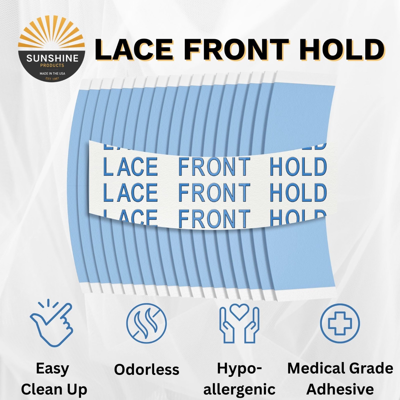 Premium Blue Lace Front Wig Tape – 108 Double-Sided Hair Strips, Strong Hold, Wa
