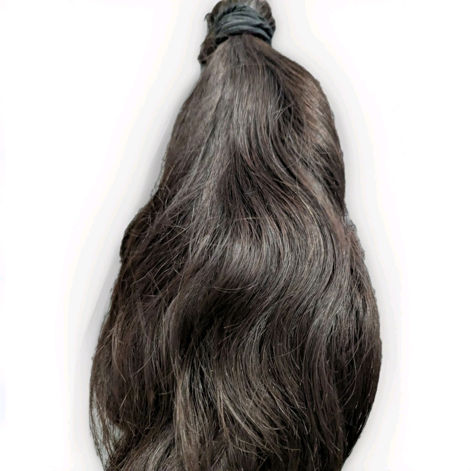 HEAVY THICK VIRGIN HUMAN HAIR Fresh Cut Ponytail NATURAL AUBURN HIGHLIGHTS