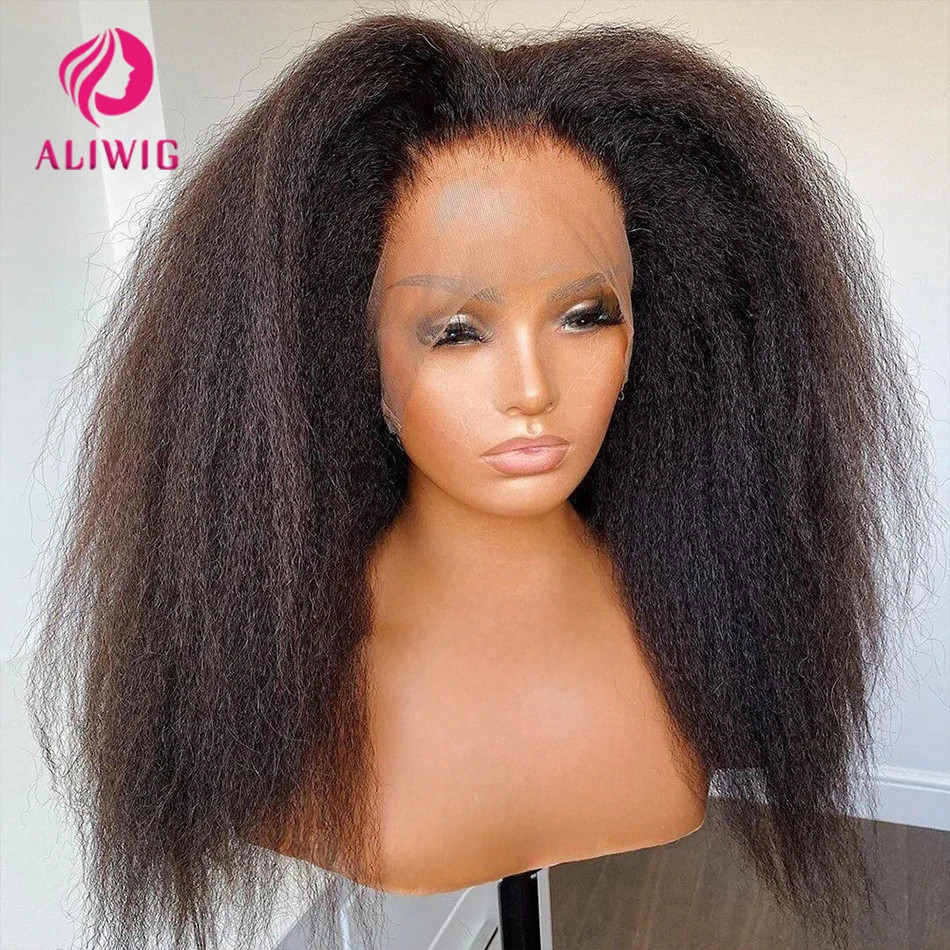 13×4 Kinky Straight Lace Front Human Hair Wig With Kinky Edges Baby Hair