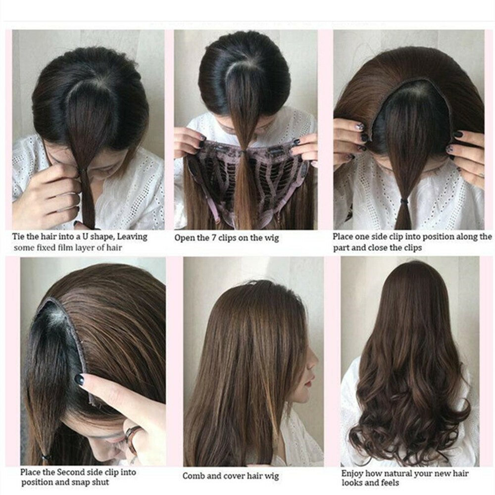 25.6Inch Half Wig U Part Clip In Synthetic Hair Curly Hair 1Pc Women Wig