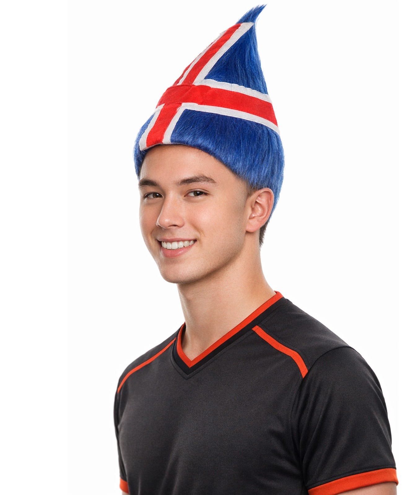 Iceland Flag Sport Troll Wig | Red Blue Troll Wig HM-796A