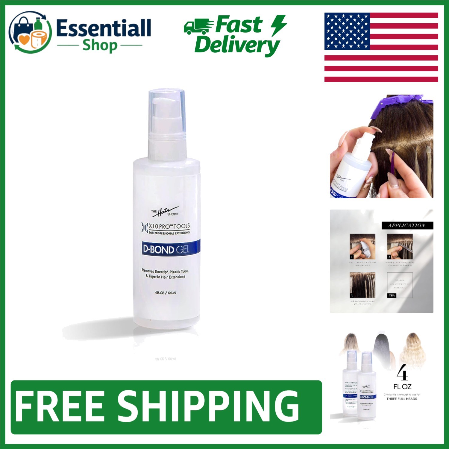 X10 Pro-Tools D Bond Gel Remover for Seamless Hair Extension Removal – 4 oz