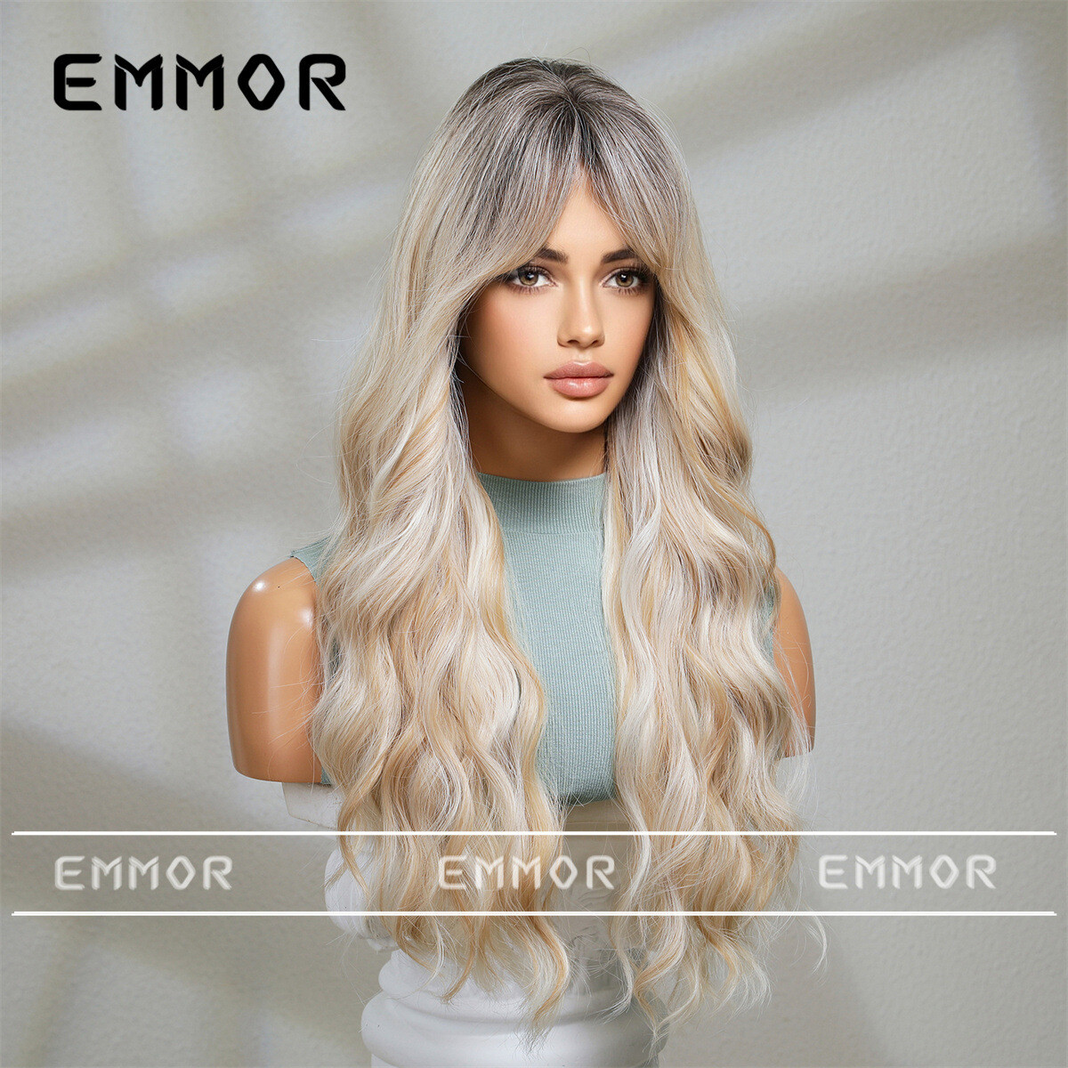 Quality SyntheticWhite Gold Long Wavy Curly Sexy Wig Party / Everyday Wear AD