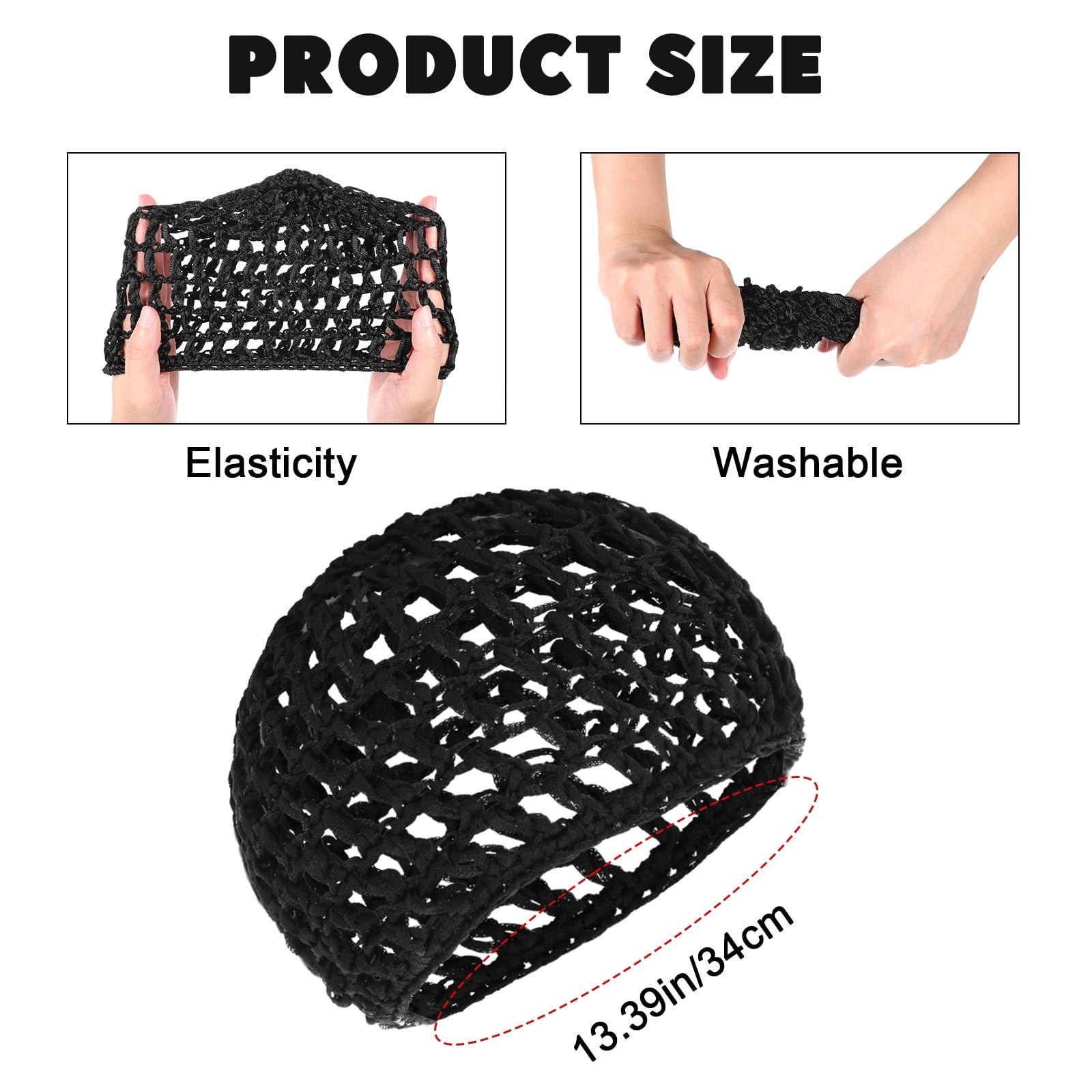 4 Pack Crochet Hair Nets, Knit Snood Bonnets, Hairnet Hair Cover, Crocheted S…