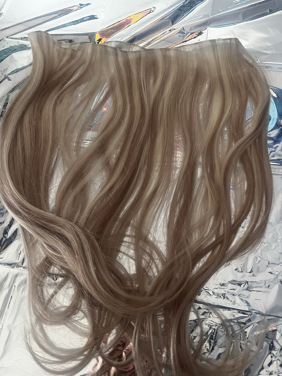 Blonde With Highlights Infinity Hair Extension Weft 22 Inch Long