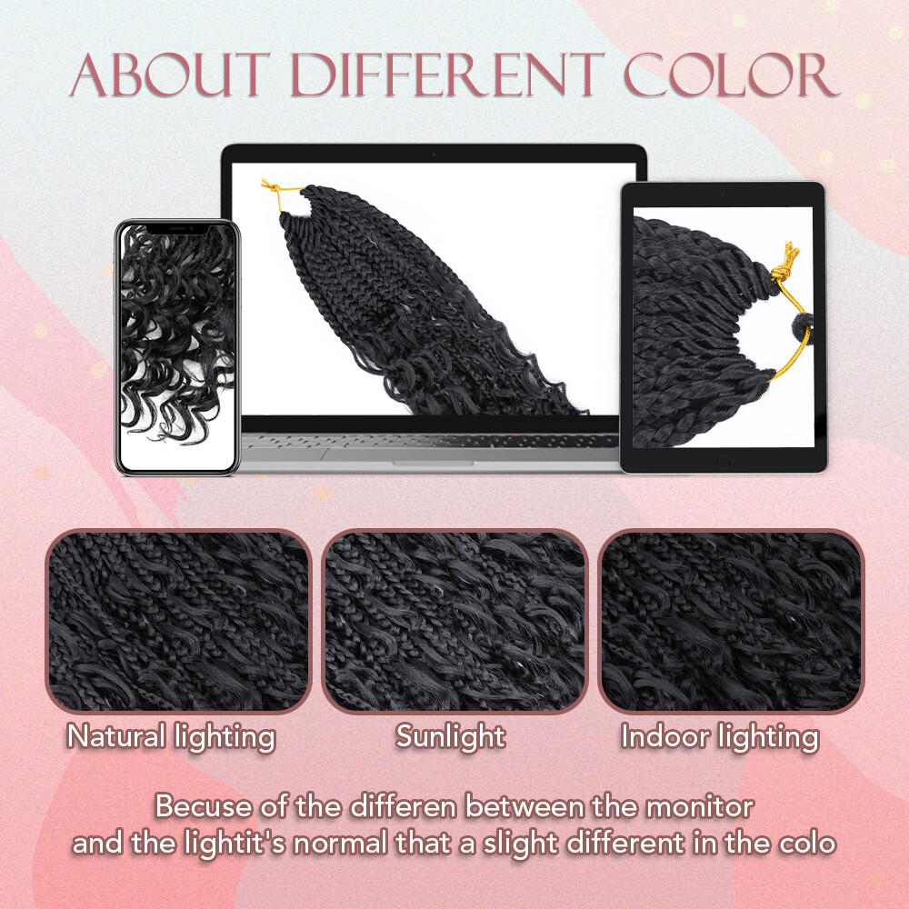 14 Inch Goddess Box Braids Crochet Hair Bohomian Crochet Box Braids Curly Ends