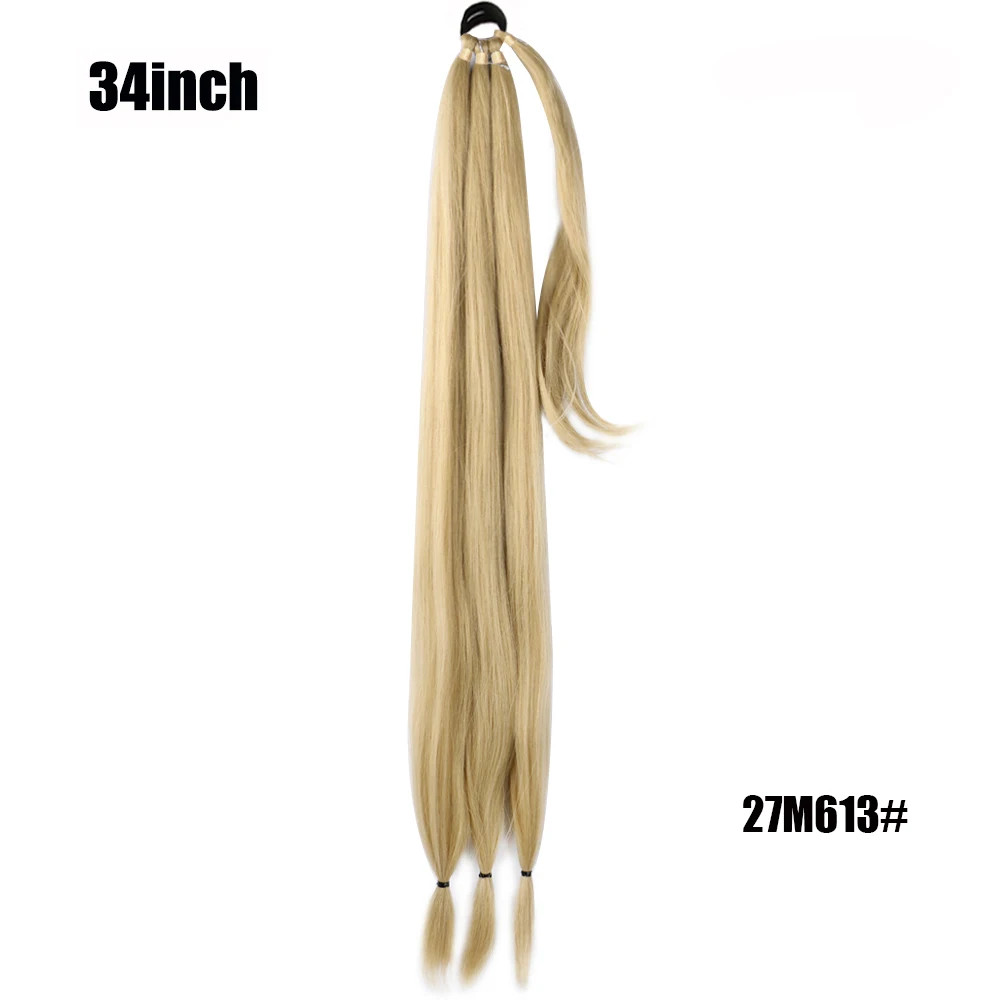 26 Inch Ombre Black Brown Grey Synthetic Boxing Braids Ponytail Extensions Wrap