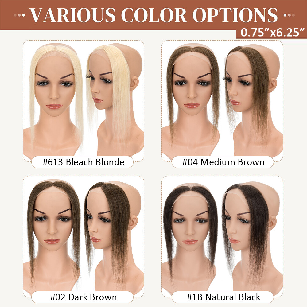 Free Part Full Lace Hairpiece Topper Human Hair Piece Patch 0.75″x6.25″ 1.5″x11″