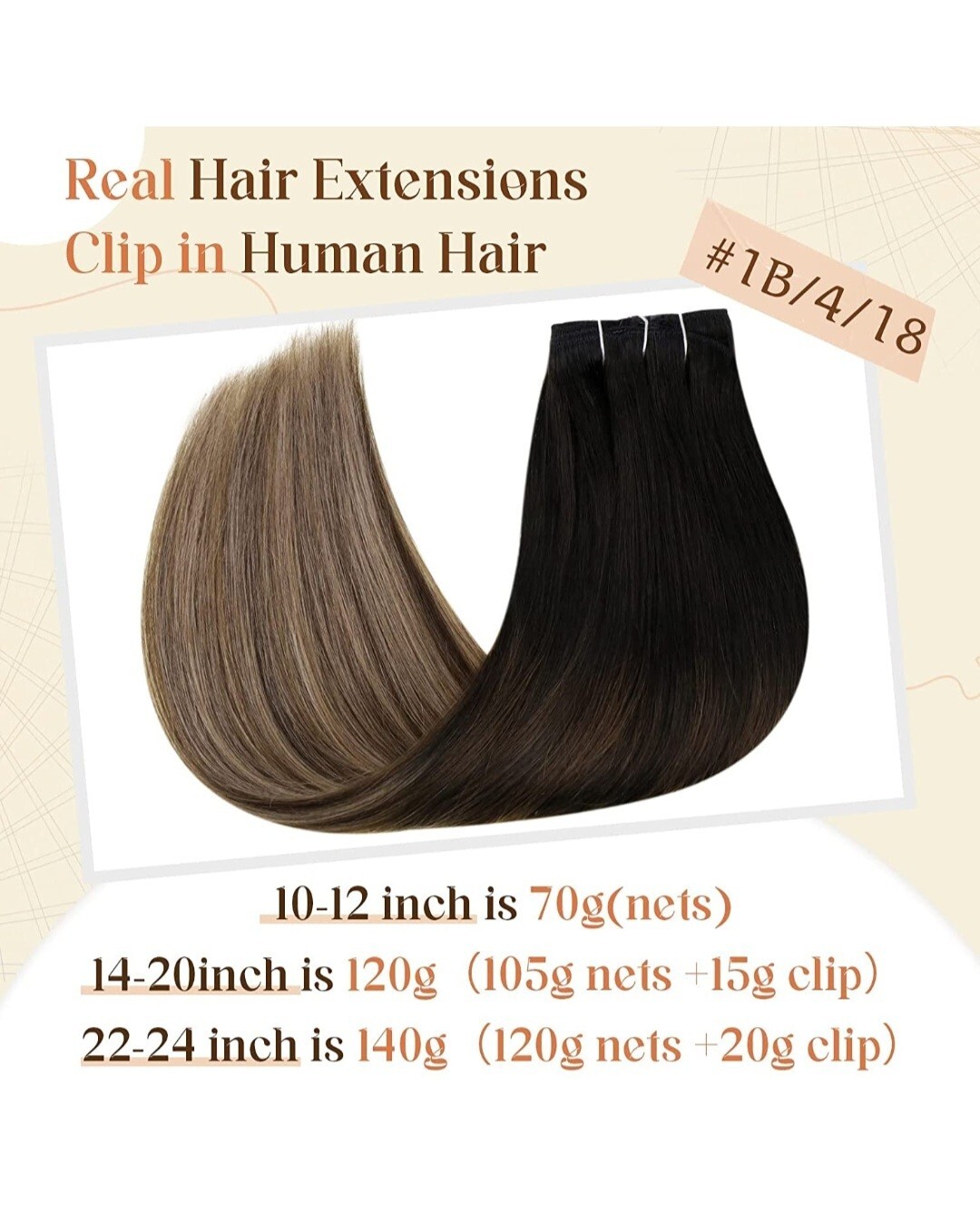 9A Black Ombre Human Hair Ext 24in 150g 7pcs