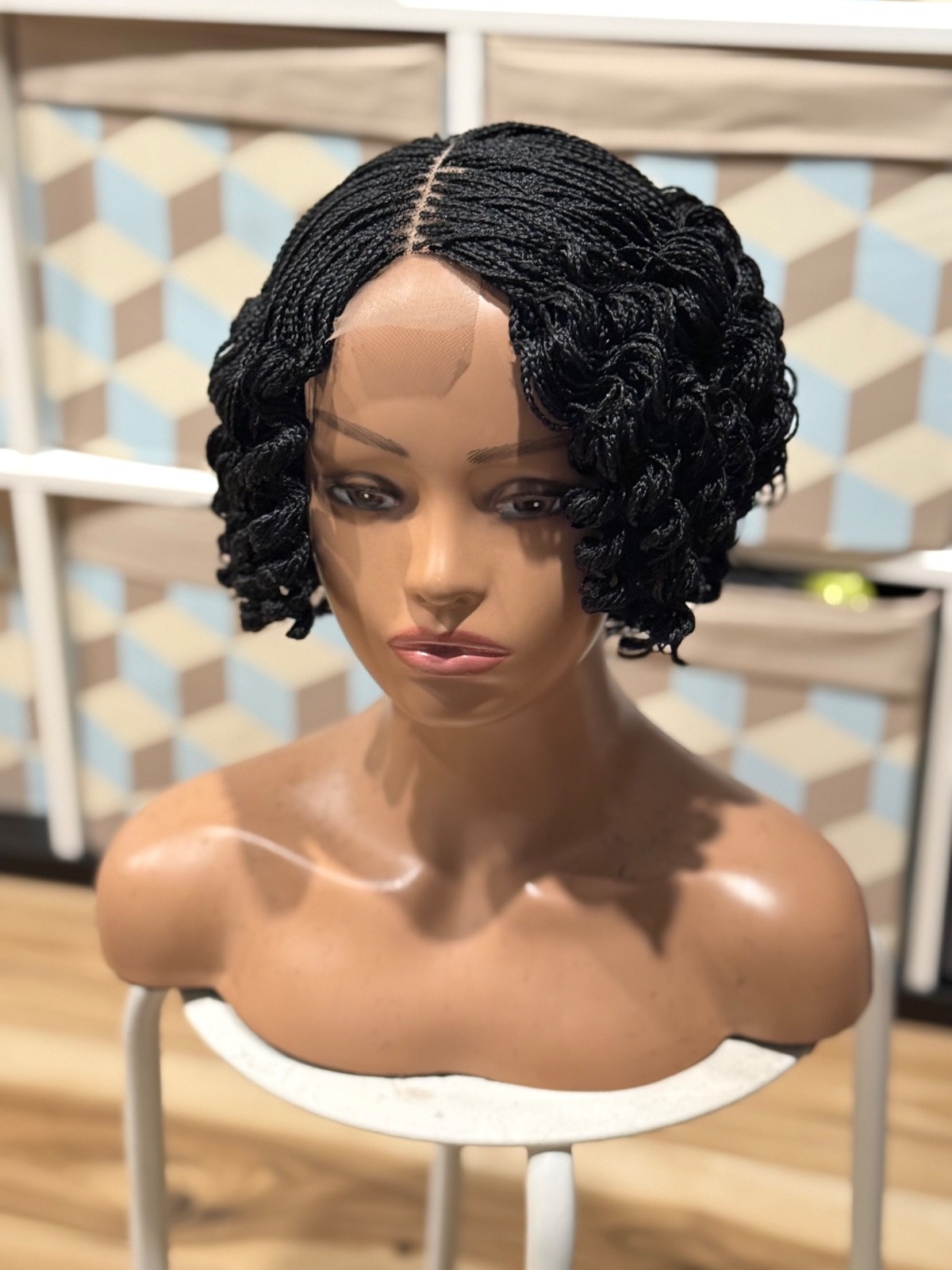 Micro twist braided wig. It is made on a closure