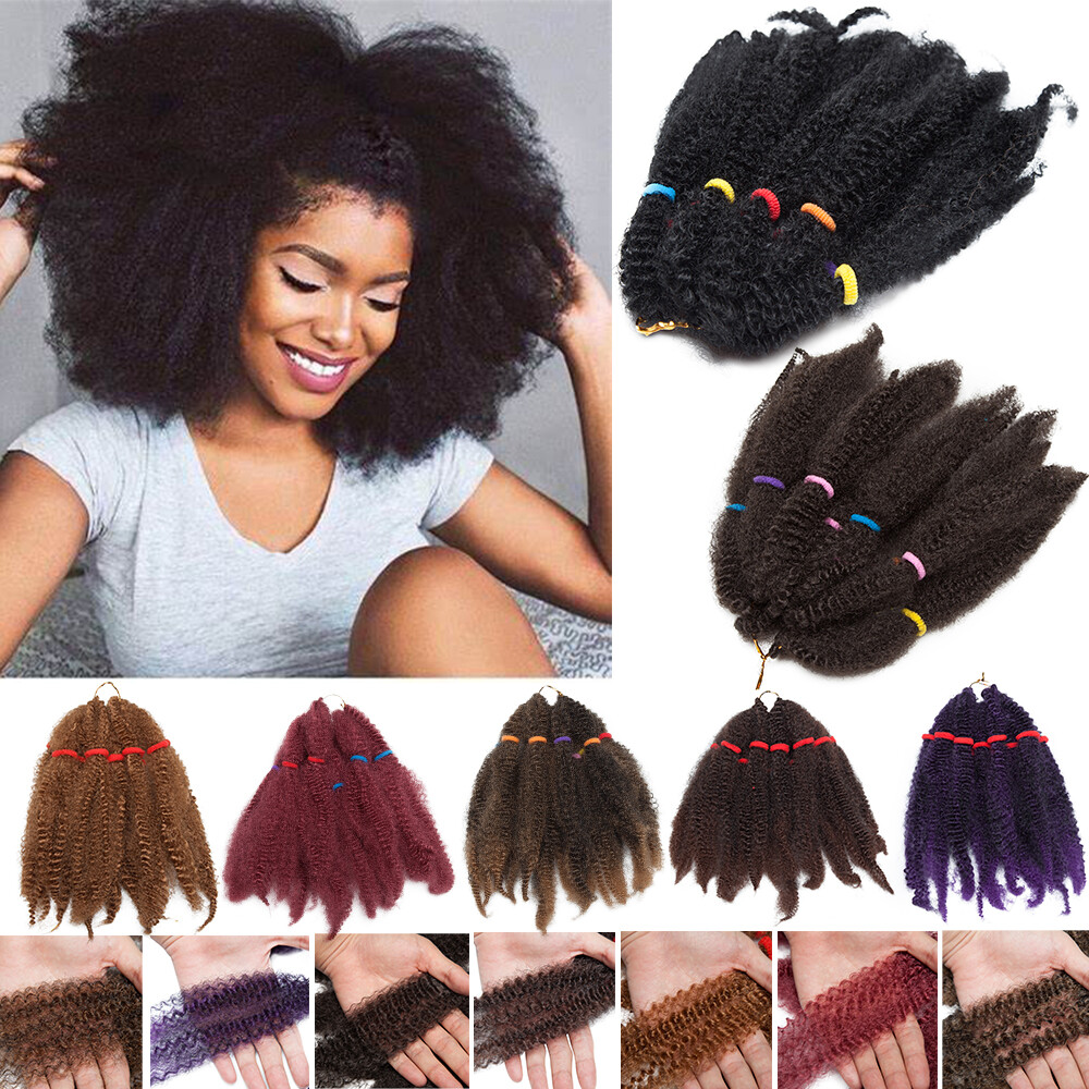 Afro Kinky Crochet Hair Crochet Marley Braids Hair Extension For Black Woman US