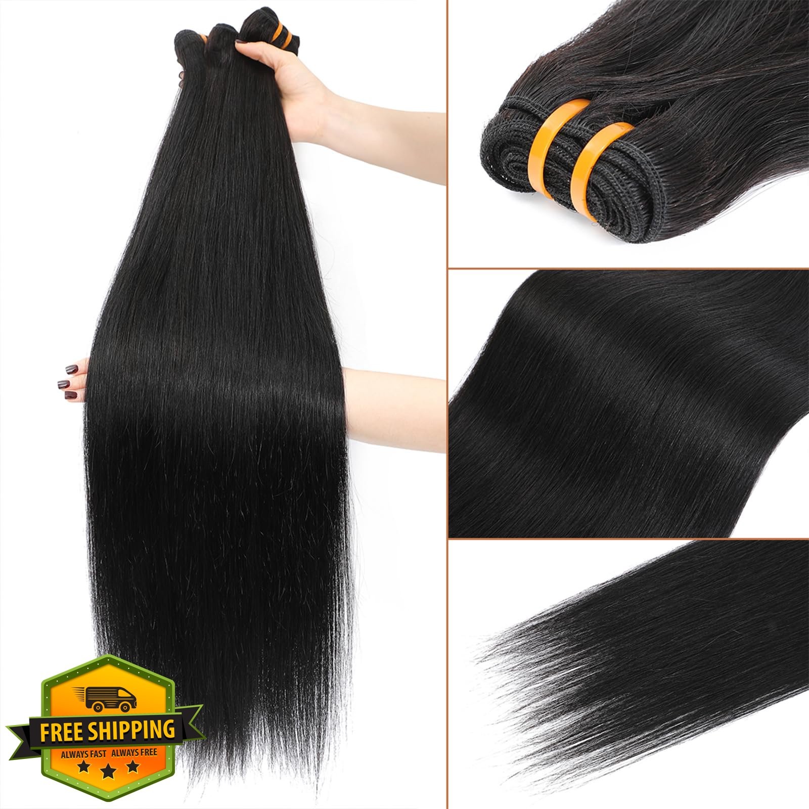 Missking Burmese Straight 3 Bundles 16 Inch Virgin Hair