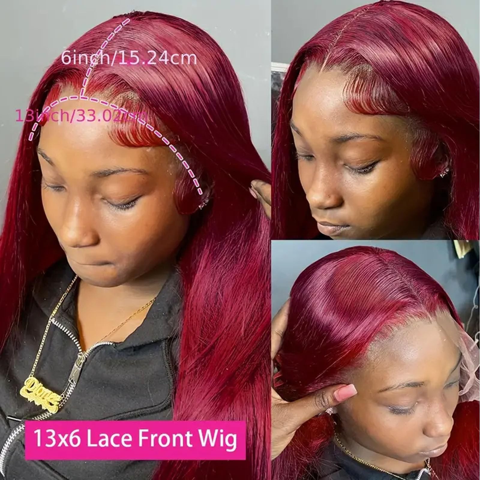Burgundy Wig Human Hair 28inch 13×6 HD Transparent Lace Straight 99J Red Huma…