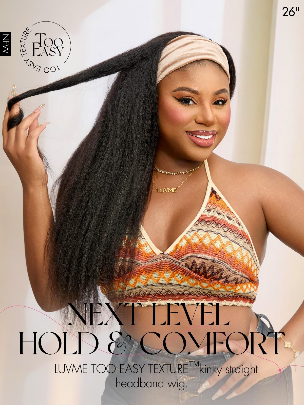 Kinky Straight Headband Wig for Black Women – 24″ Human Hair Half Wig, Glueless,