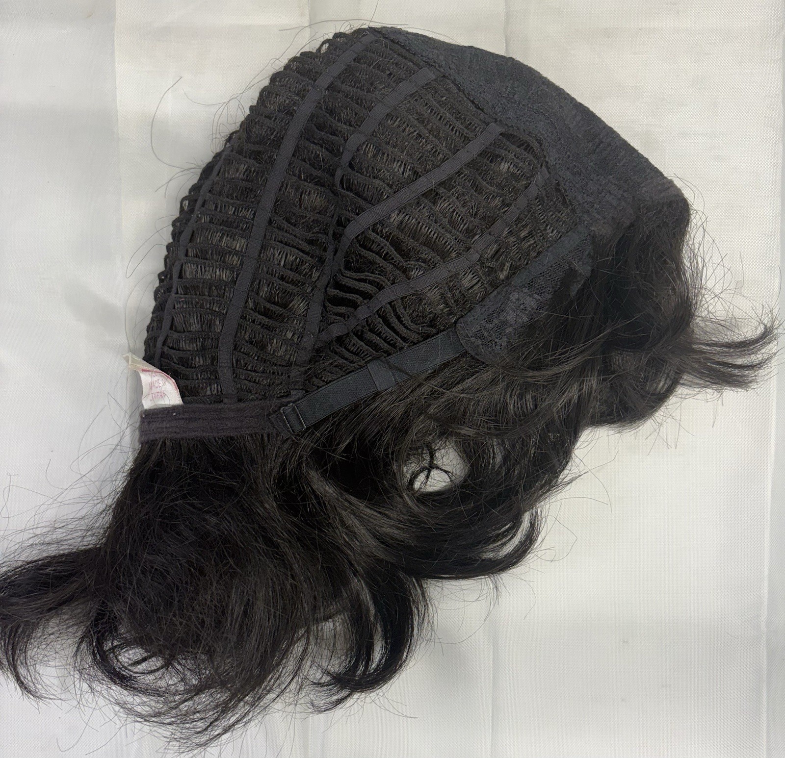 TWC Lace Front Wavy Bob Wig 14″ Darkest Brown Japan Fiber Ear Tabs Excellent