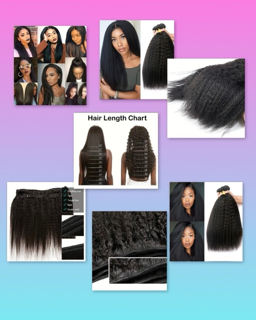 7 pcs Yaki Straight Hair Clip-In Extensions, High Temperature Fiber 18inch