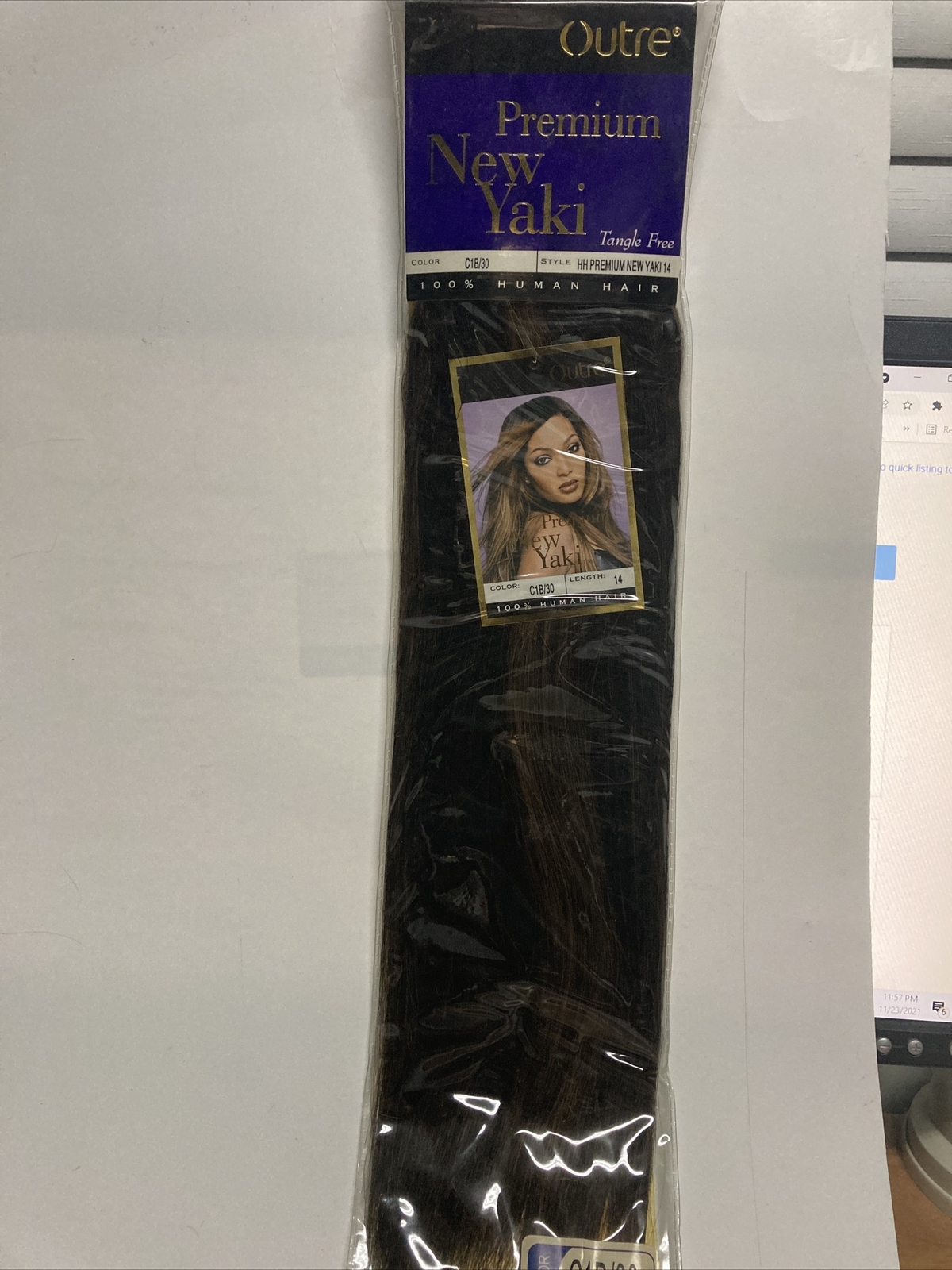 2 PACKS OUTRE PREMIUM NEW YAKI 100% Human Hair for Weaving 14″ Color: C1B/30