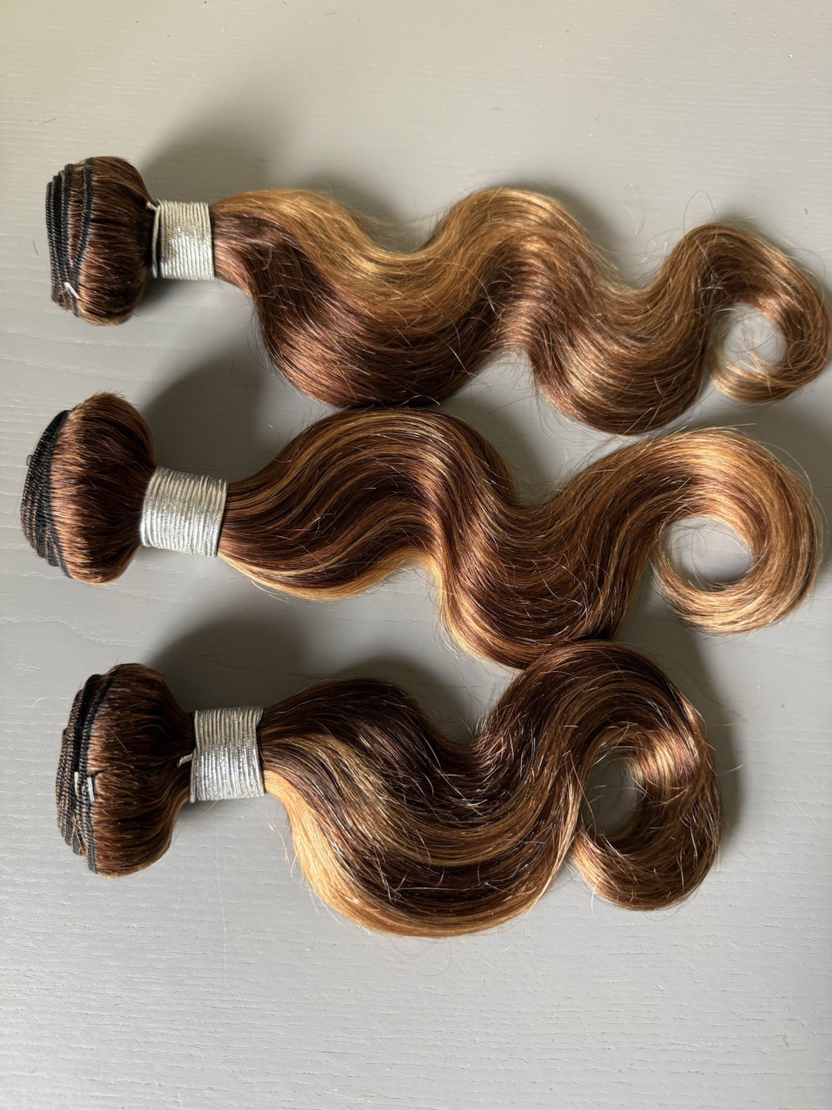 100% Virgin Human Hair Extensions- 3 Bundle deal- 10’12’14 highlight P4/27