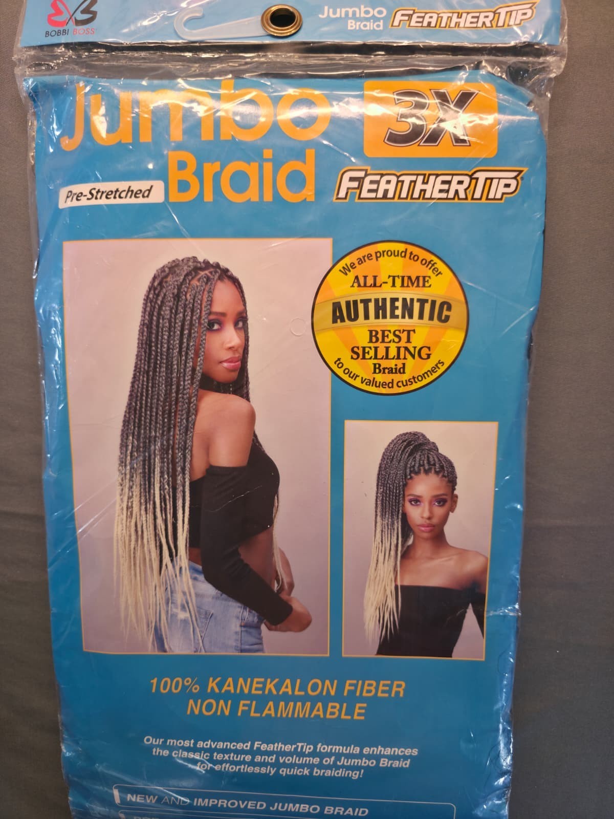 Bobbi Boss Jumbo Braid 3X FeatherTip Pre-Stretched 54″ Kanekalon – Color 1