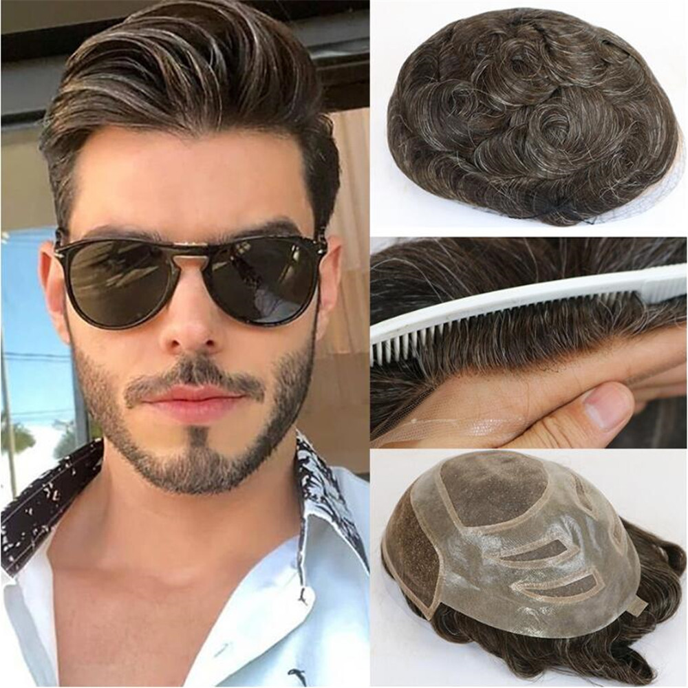 Durable Hair System for Men French Lace Front Mens Toupee Hairpieces natual hair