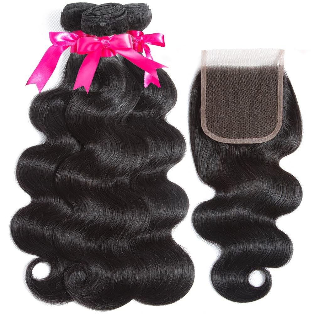 Flady Body Wave Bundles Closure For Black Women 100 Unprocessed Brazilian Body