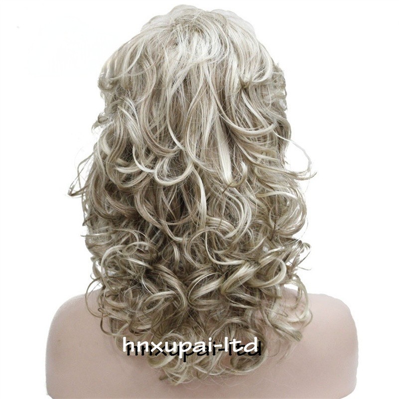 Long Layered Wavy Capless Wigs Blonde Mix Synthetic Hair Wigs 14 Inches Women