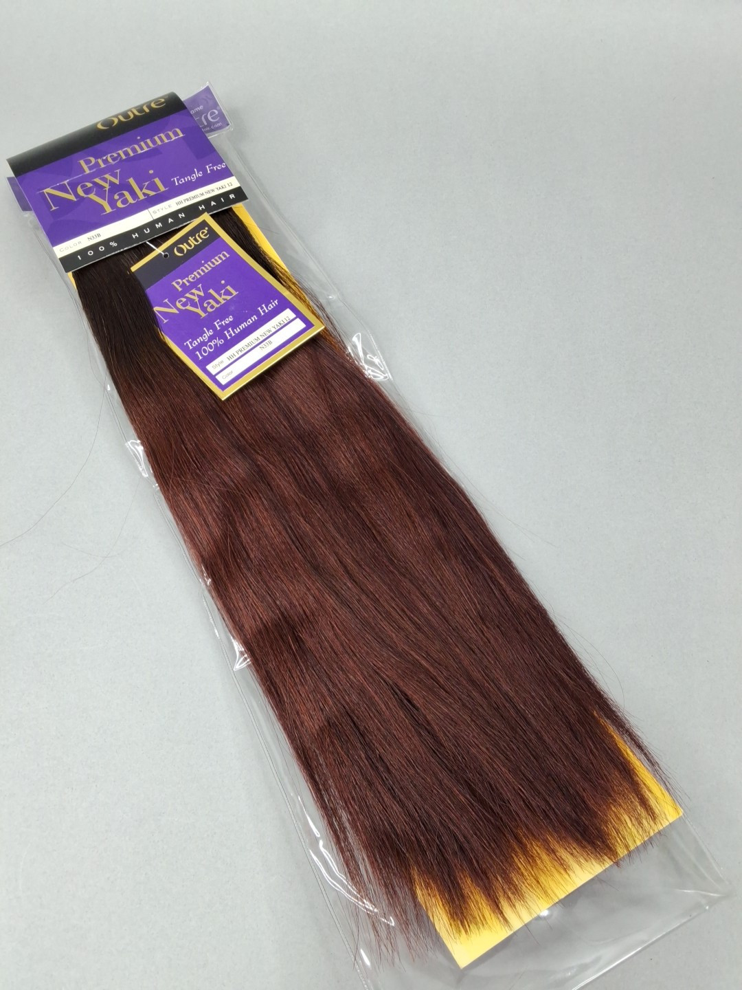 New Yaki N33B Dark Brown Root Auburn 12” Straight 100% Human Hair Extensions