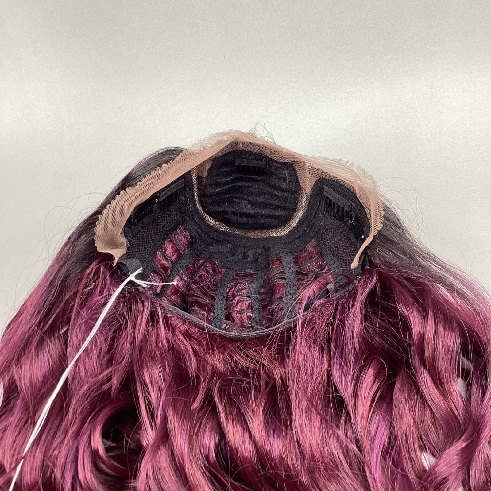 AM Deep Lace Front U-Part Ombre Burgundy Wig Top Pony Ponytail Synthetic