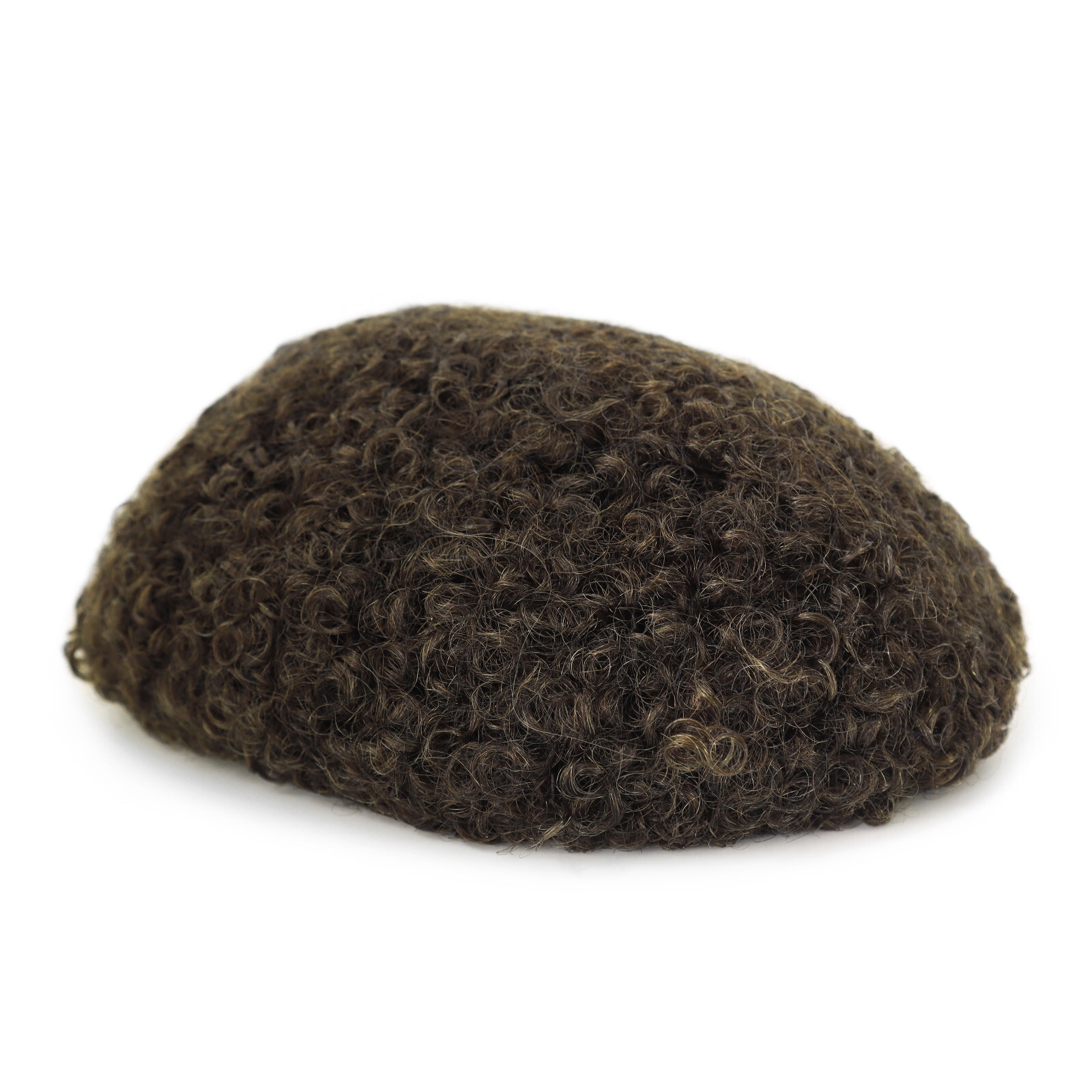 Natural Mens Human Hair Replacement All Thin Skin Toupee Curly Hairpiece 10mm #3