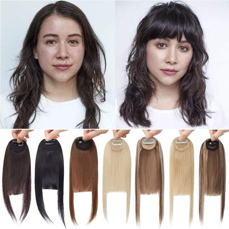 14g French Hair Bangs Clip in Hair Extension Forehead Bangs Hairpieces As Human