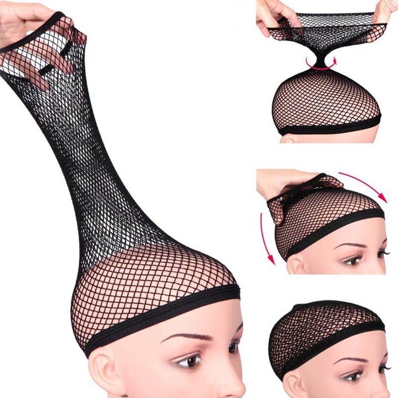 1 Pcs Wig Caps Black Hair Net Stretch Mesh Two End Universal Caps Free Size