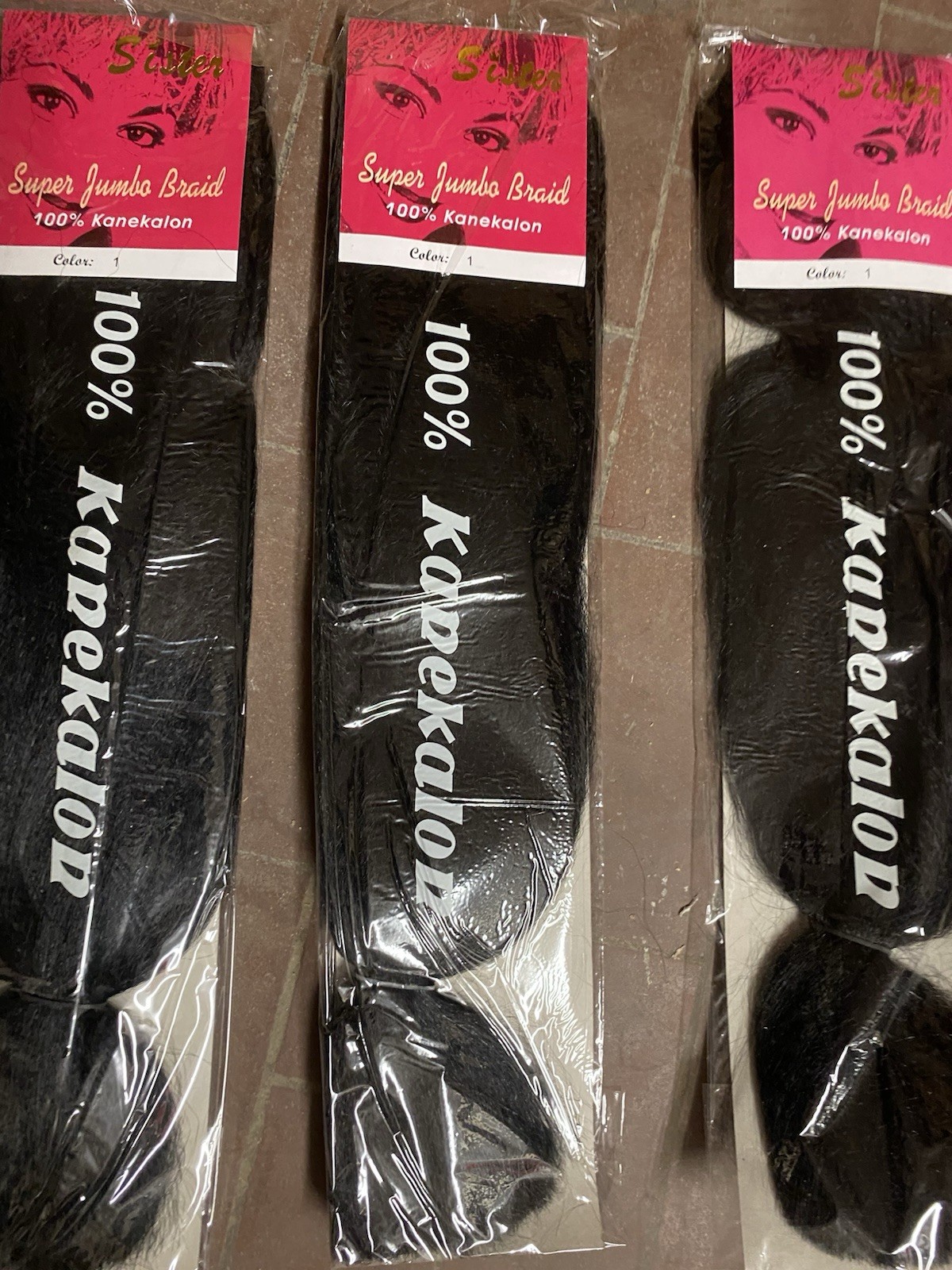 90 Sister Super Jumbo Braid Color 1 100% kanekalon