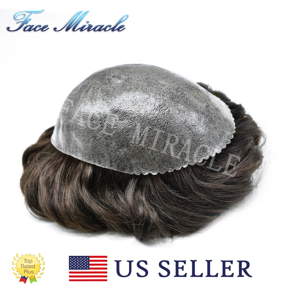 Mens Thin Skin Toupee Human Hair Systems All Poly Injected Toupee Hair for Men