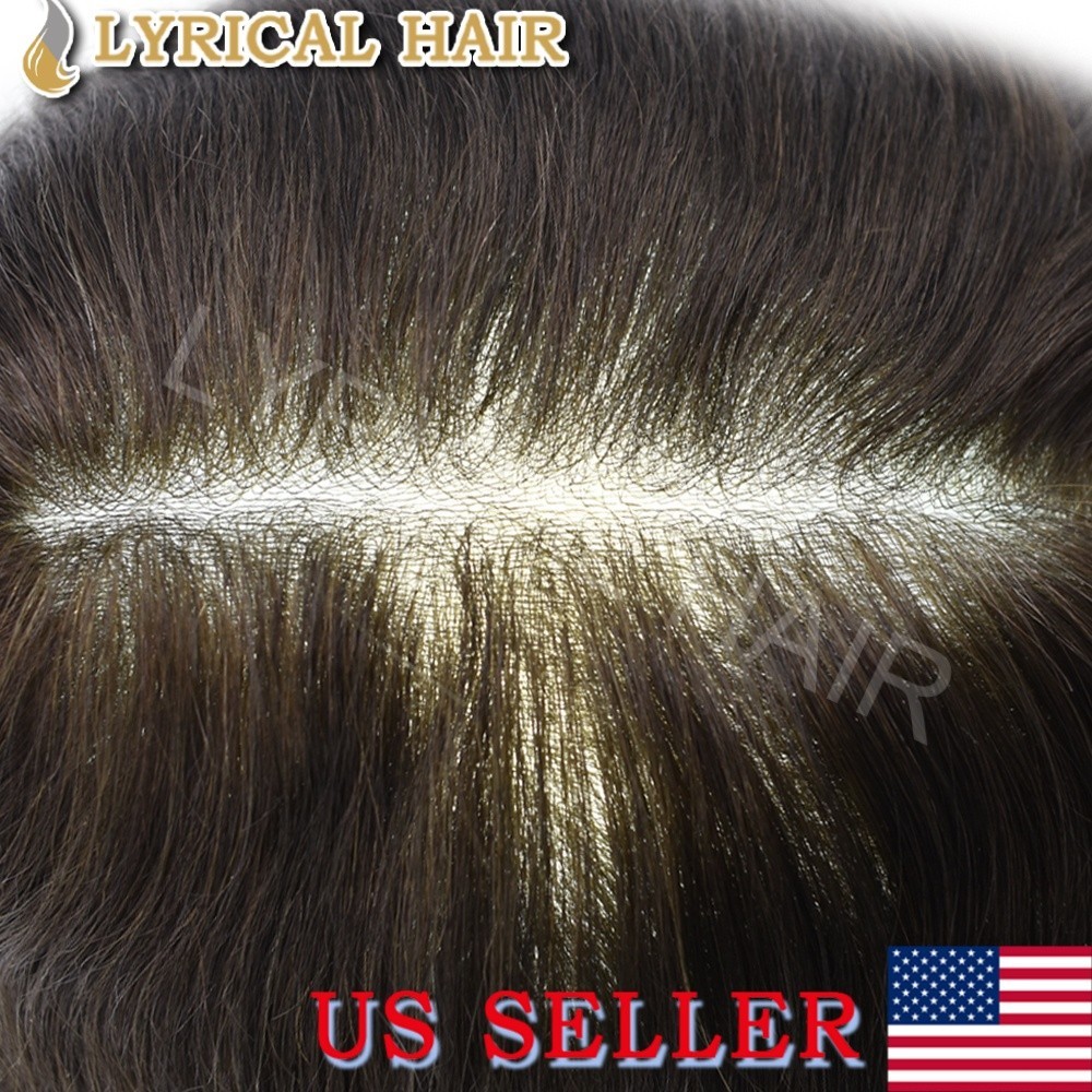 Men’s 0.06mm Thin Skin Toupee Human Hair Replacement System Invisible PU Hairpie
