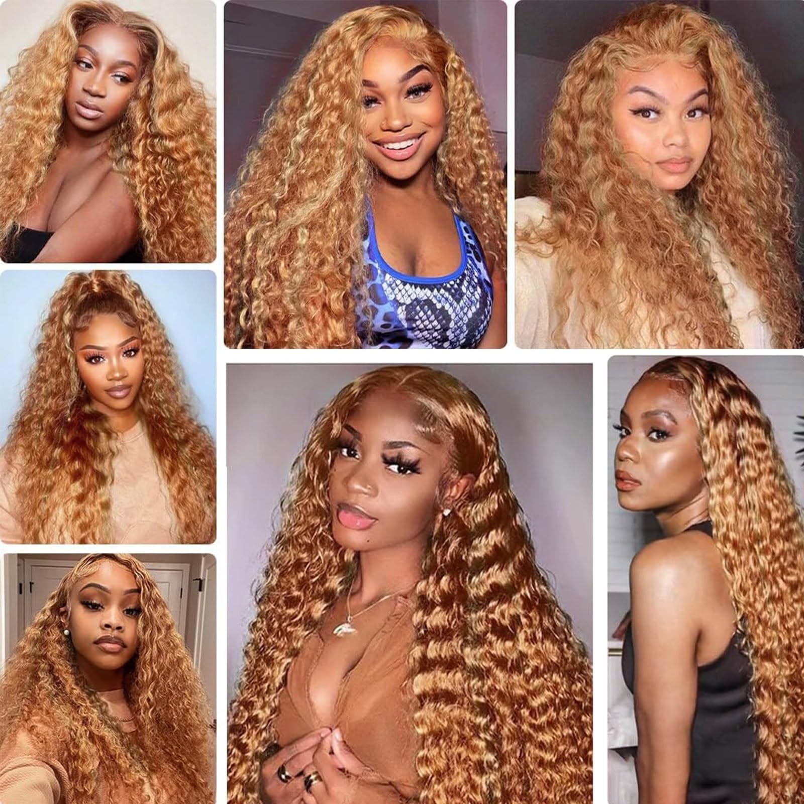 Fabimiya Human Hair Bundles 22 24 26 Inch Light Brown P27/30 Deep Wave Bundles