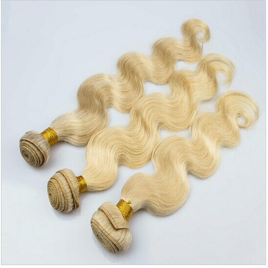 613 Blonde Body Wave 3 Bundles Soft Human Hair Weave Extensions 16INCH 50G per