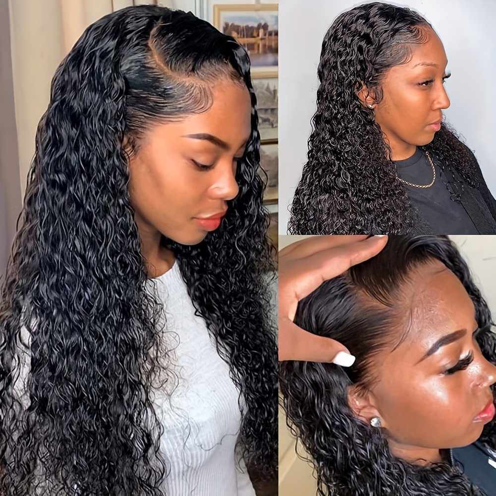 13×4 Lace Front Wig Long Black Loose Curly Glueless Pre Plucked Natural Hairline