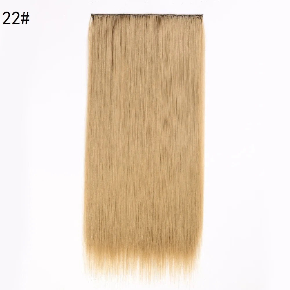 Five-card Clip In Synthetic Long Straight One Piece Hair Extension Seamless Hair