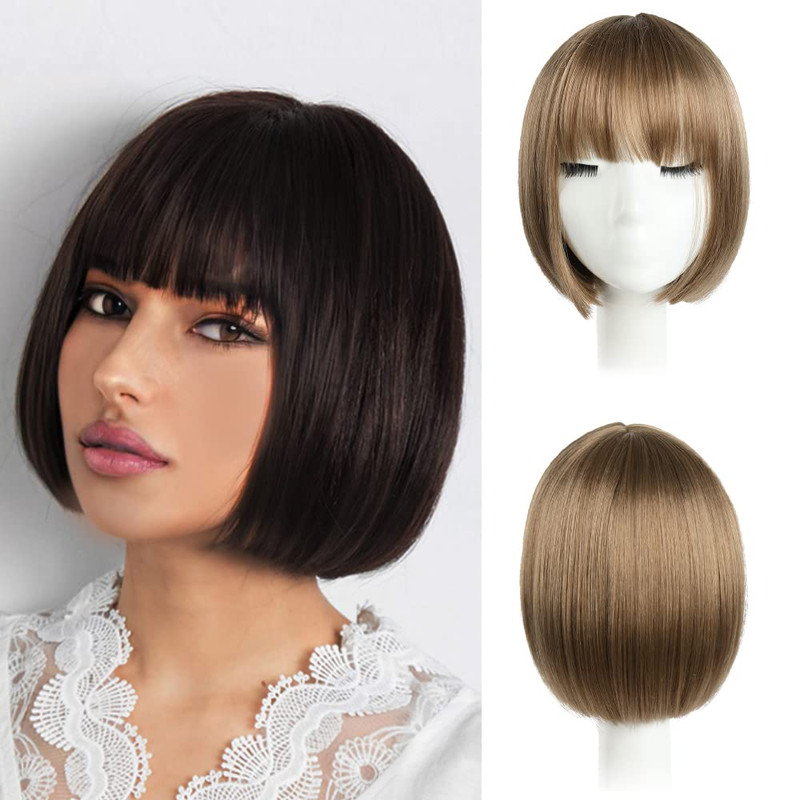 Hspjhtm Bob Wig Blonde Short Wigs Flame Retardant 10 Straight Silky Fluffy
