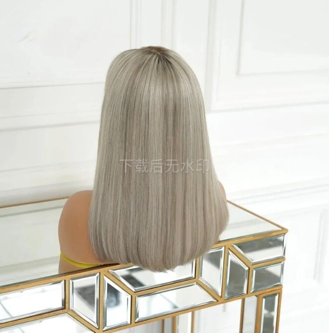 Ashy Blonde Highlights Ombre Human Hair Wig Lace Frontal Wigs for Girls