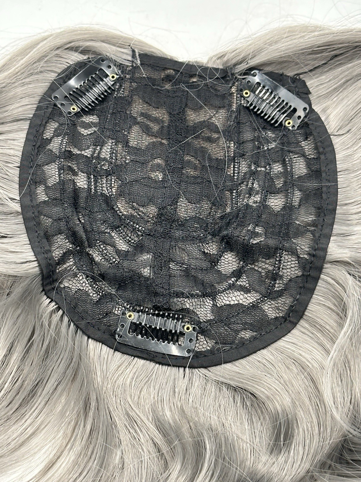 Crown Topper Wig Piece 13” From Part Blonde Gray Color