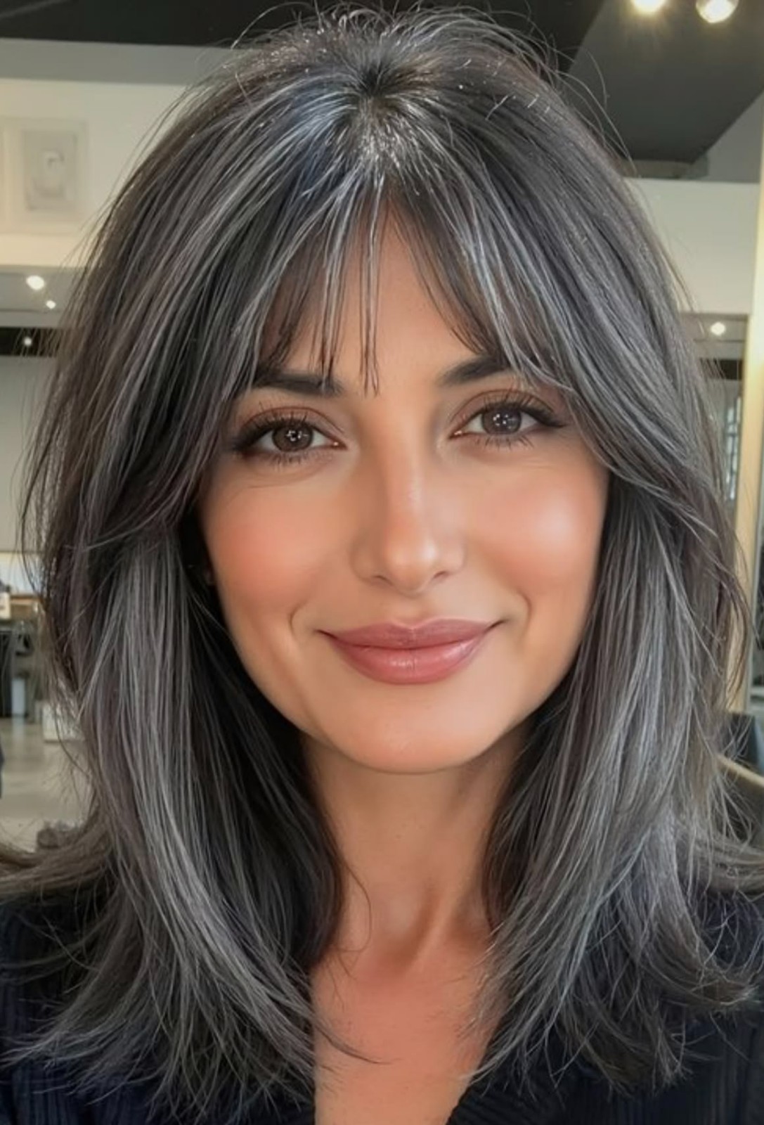 Salt and Pepper Bob Wigs Gray Highlight Lace Front 100% Human Hair Wigs 12inch